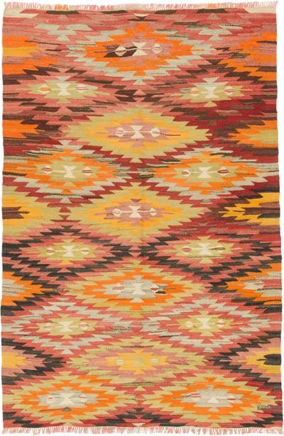 Vintage Afyon Kilim Rug - 3' 10" x 5' 8" (46" x 68")