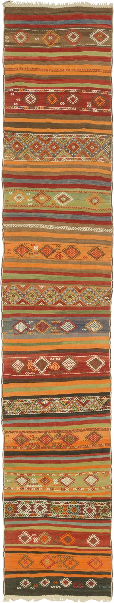 Vintage Sivas Kilim Runner - 2' 11" x 15' 3" (35" x 183")