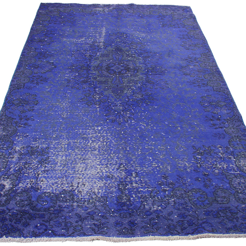 Over-dyed Vintage Hand-Knotted Turkish Rug - 4' 9" x 9'  (57" x 108") - K0085602