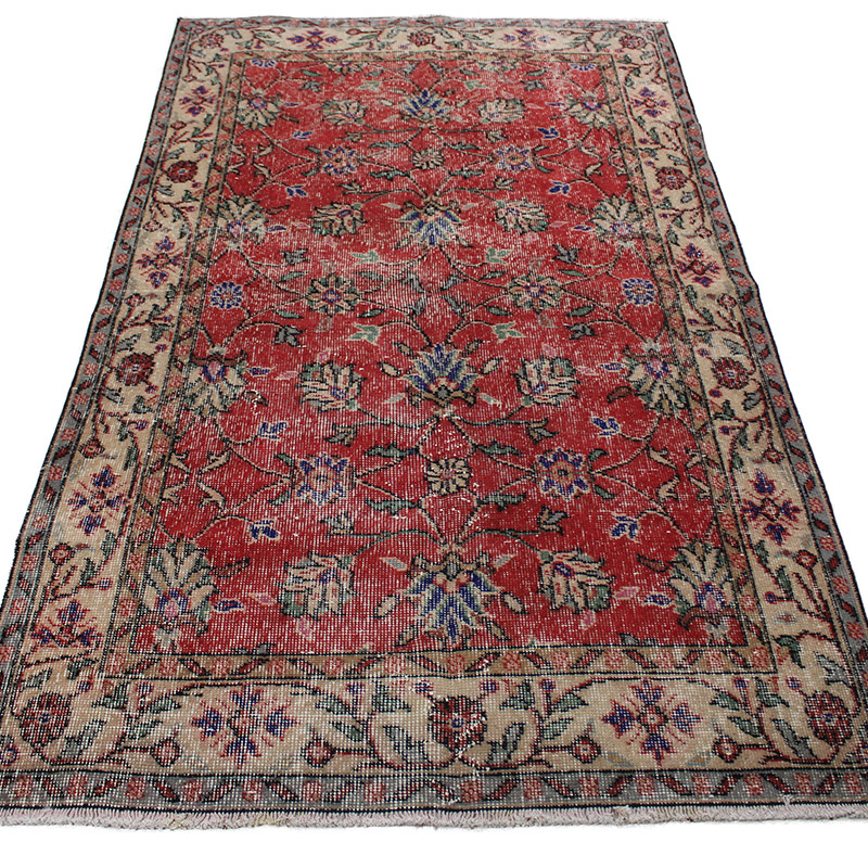Alfombra Vintage Turca Anudada a Mano - 112 cm x 200 cm - K0085626