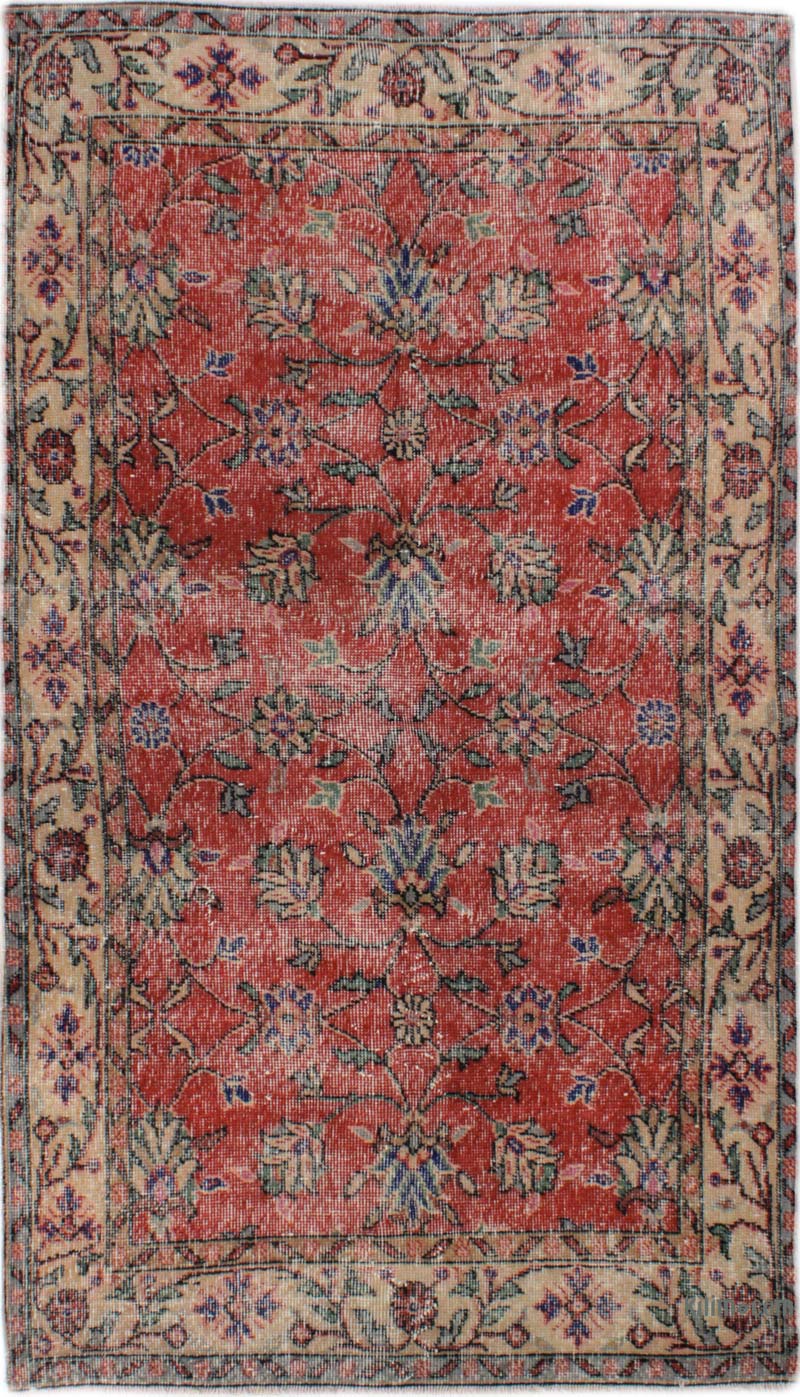 Alfombra Vintage Turca Anudada a Mano - 112 cm x 200 cm - K0085626