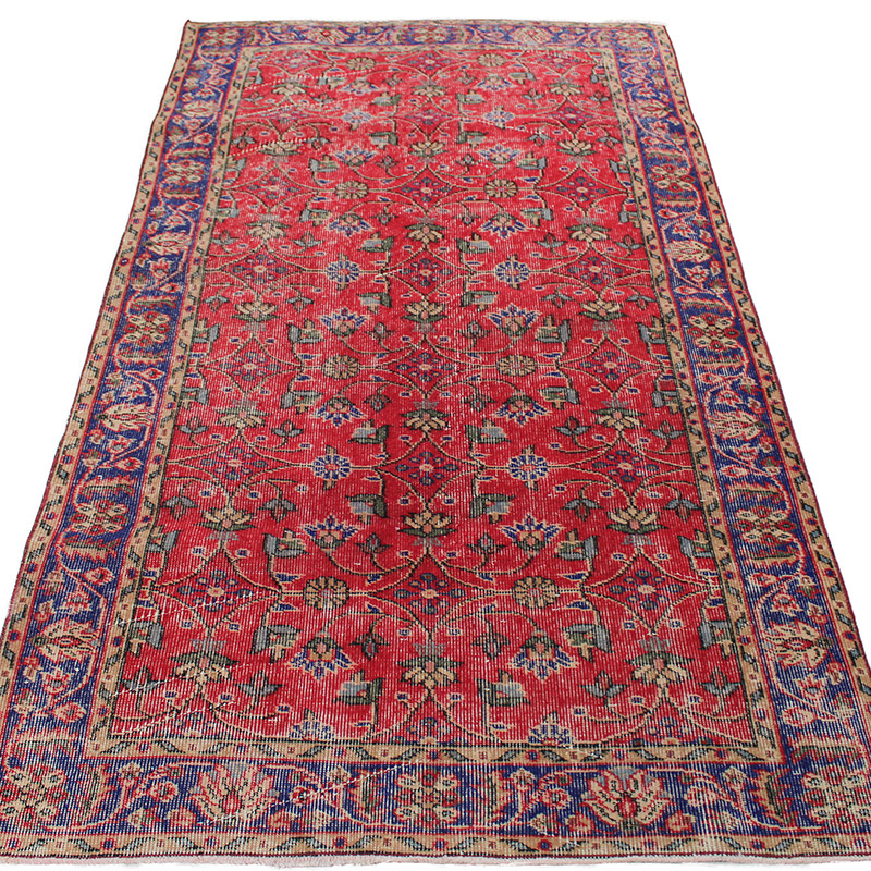 Alfombra Vintage Turca Anudada a Mano - 111 cm x 204 cm - K0085644
