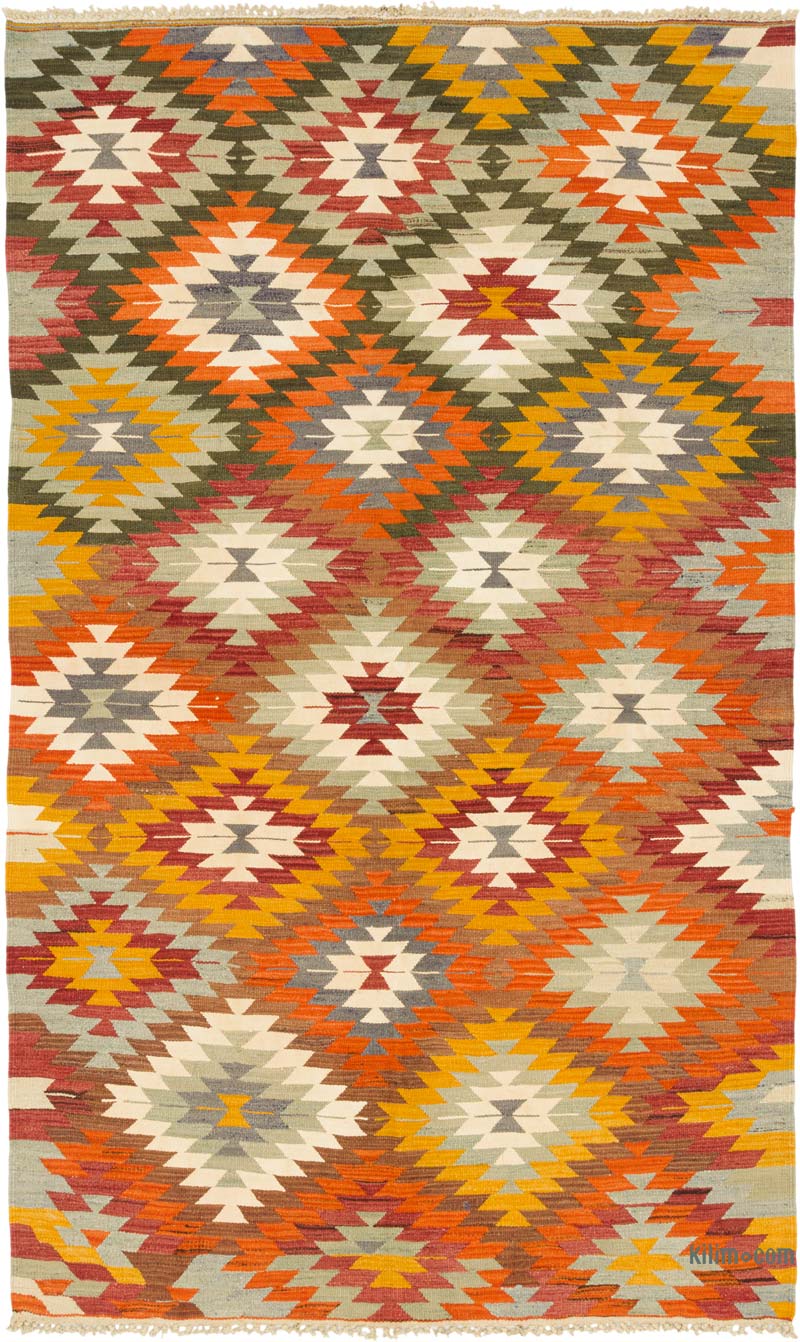 Vintage Afyon Kilim Rug - 5'  x 8' 2" (60" x 98") - K0085687