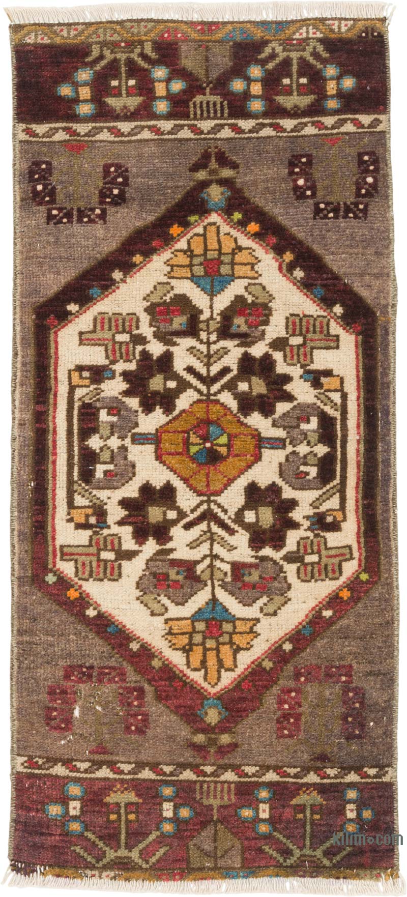 Vintage Turkish Hand-Knotted Rug - 1' 4" x 3'  (16" x 36") - K0085736