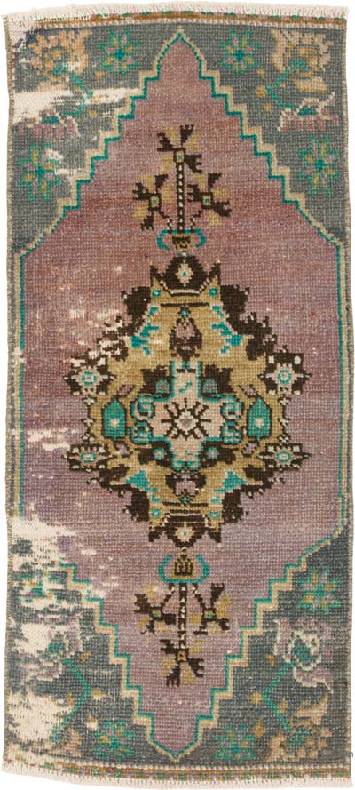Alfombra Vintage Turca Anudada a Mano - 39 cm x 85 cm