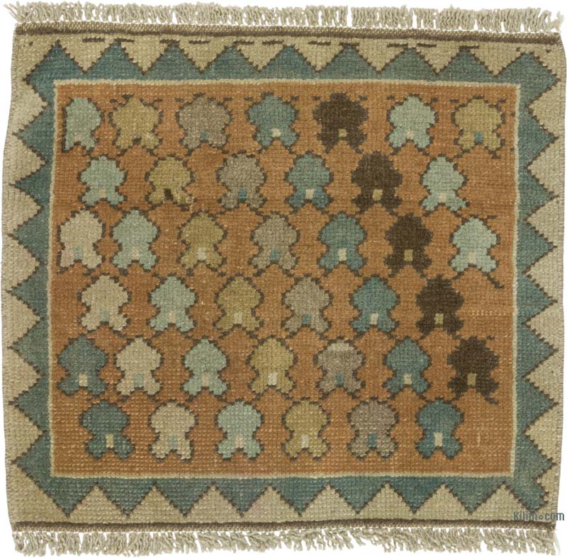 Alfombra Vintage Turca Anudada a Mano - 60 cm x 55 cm - K0085739