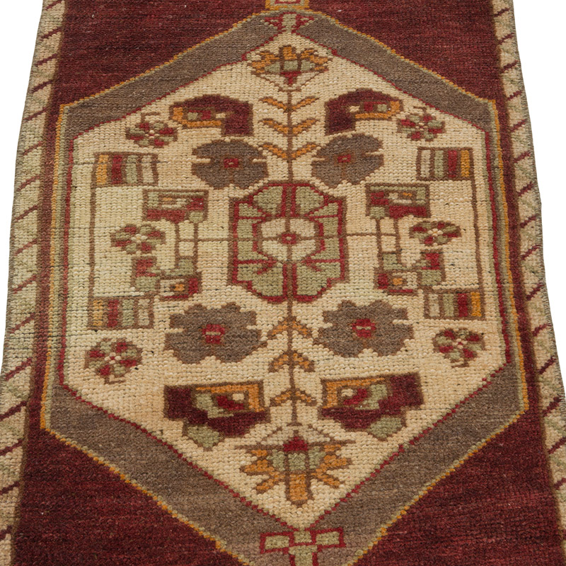Alfombra Vintage Turca Anudada a Mano - 41 cm x 97 cm - K0085740