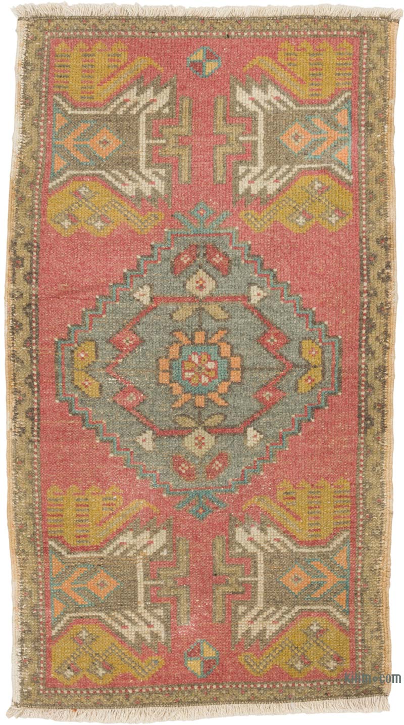 El Dokuma Vintage Halı - 54 cm x 96 cm - K0085741