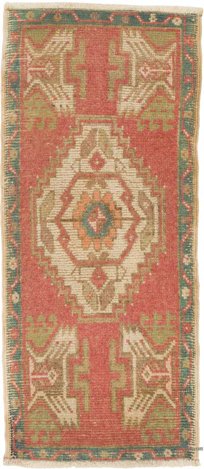 Alfombra Vintage Turca Anudada a Mano - 46 cm x 105 cm