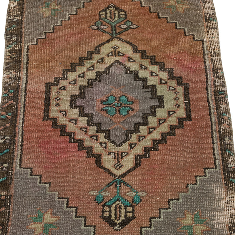 El Dokuma Vintage Halı - 46 cm x 89 cm - K0085747