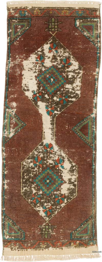 Alfombra Vintage Turca Anudada a Mano - 37 cm x 98 cm