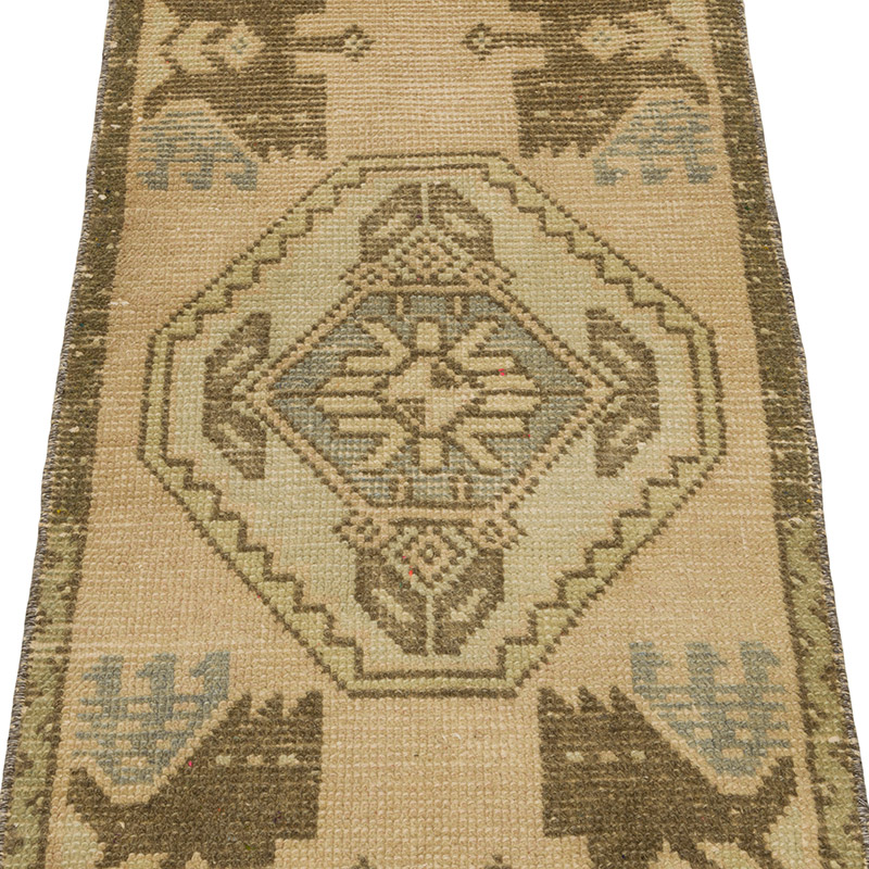 El Dokuma Vintage Halı - 47 cm x 101 cm - K0085763