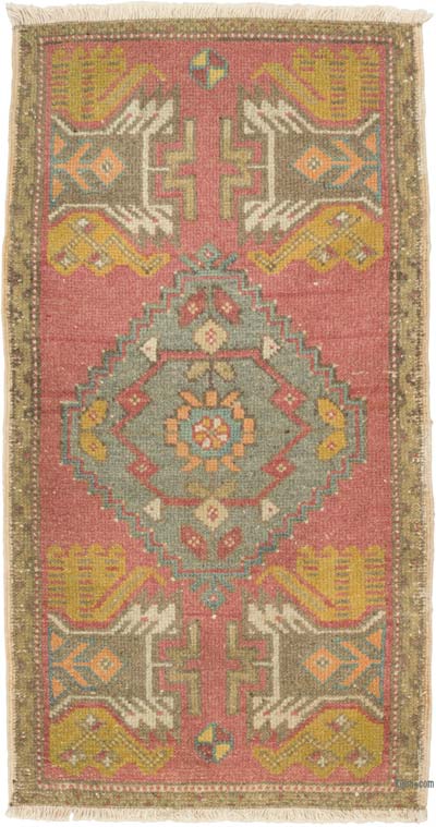 Alfombra Vintage Turca Anudada a Mano - 53 cm x 99 cm