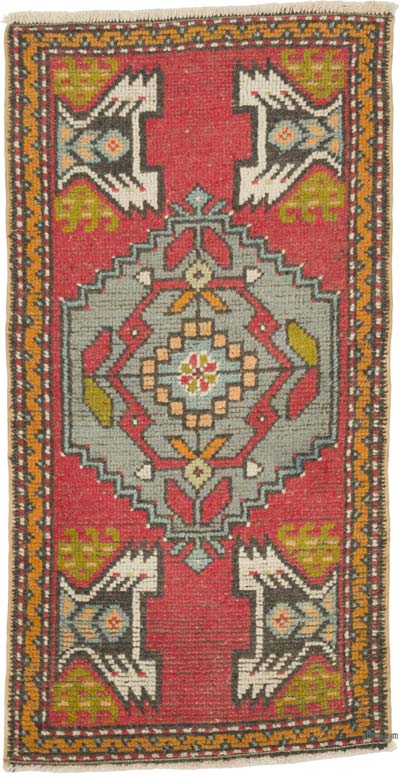 Alfombra Vintage Turca Anudada a Mano - 49 cm x 93 cm