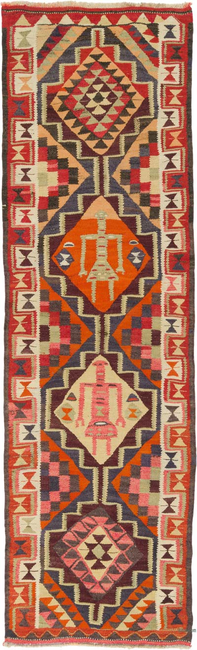 Vintage Herki Kilim Yolluk - 91 cm x 309 cm