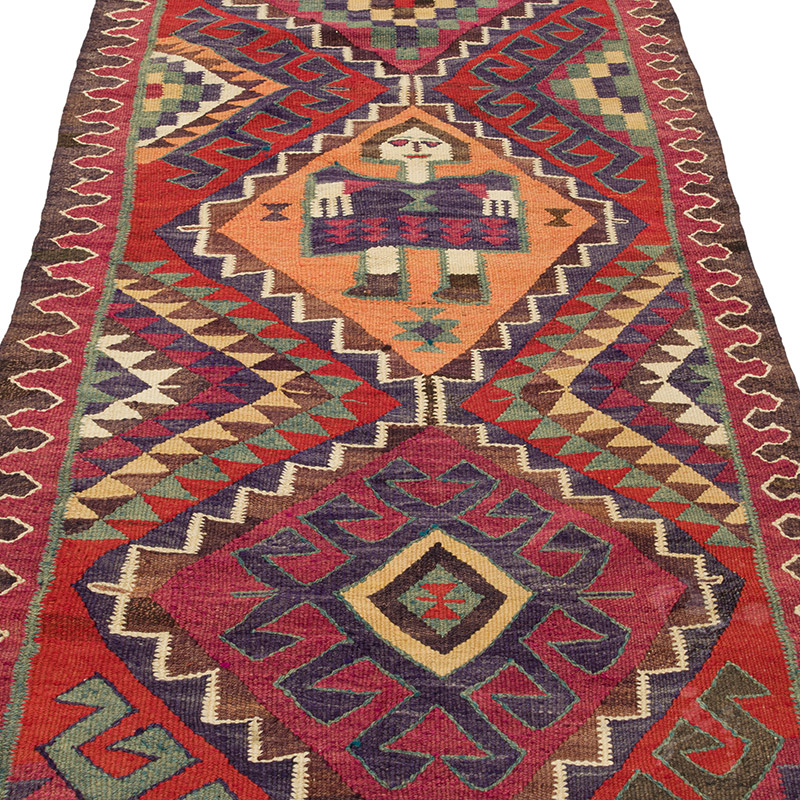 Vintage Herki Kilim Runner - 3' 3" x 10' 10" (39" x 130") - K0085783