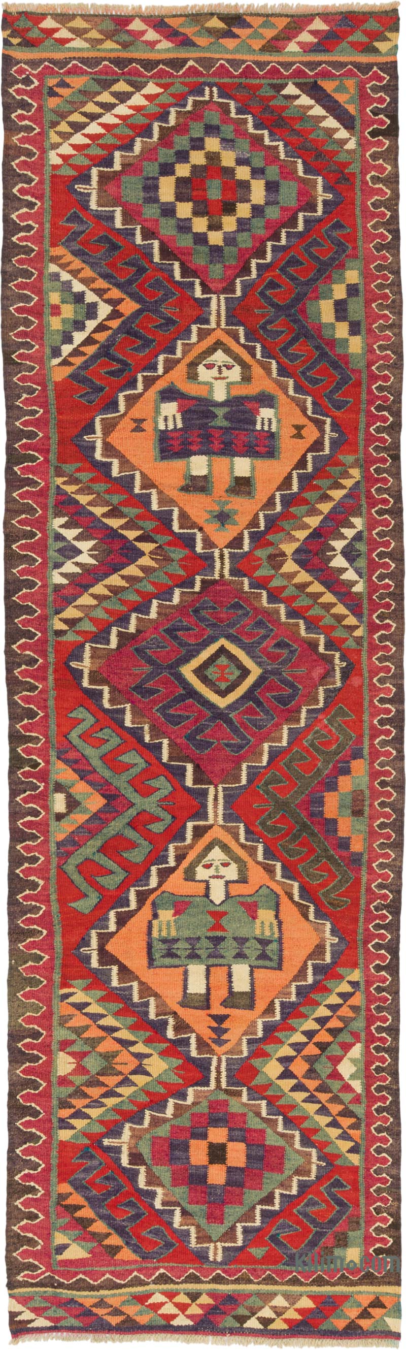 Vintage Herki Kilim Runner - 3' 3" x 10' 10" (39" x 130") - K0085783