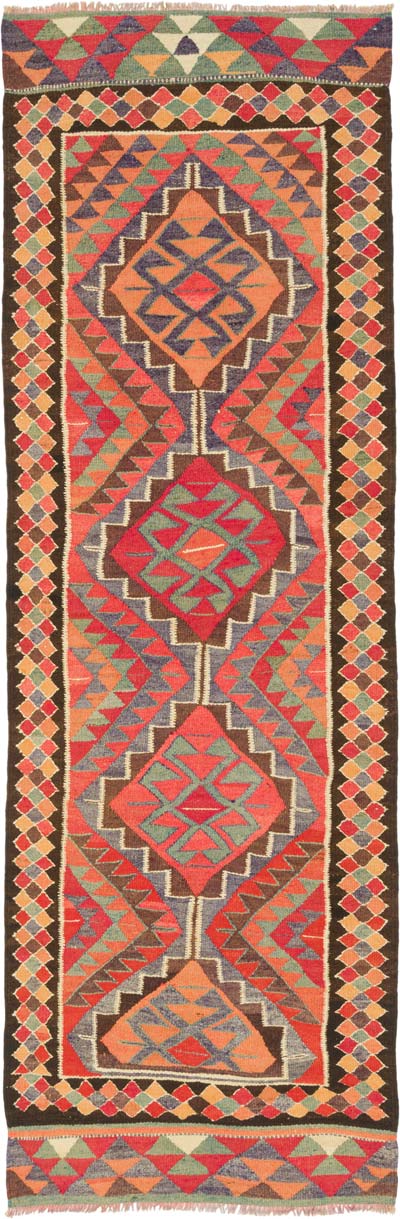 Vintage Herki Kilim Runner - 3' 3" x 9' 8" (39" x 116")