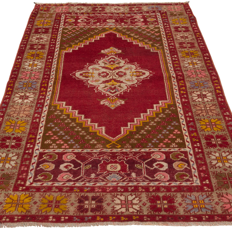 Alfombra Vintage Turca Anudada a Mano - 98 cm x 162 cm - K0085795