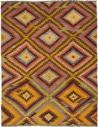 Vintage Denizli Kilim Rug - 5' 10" x 7' 7" (70" x 91")