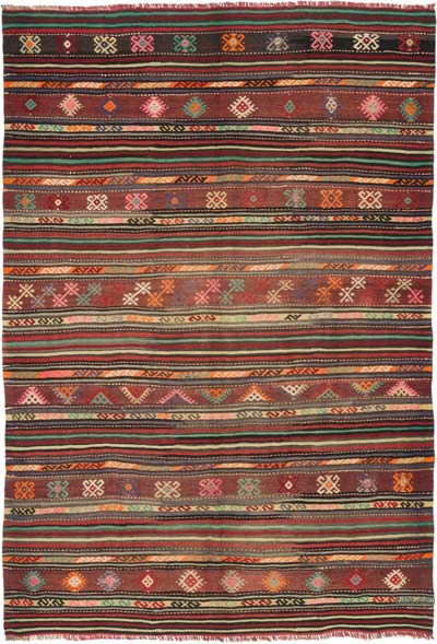 Vintage Balikesir Kilim Rug - 6' 2" x 8' 10" (74" x 106")