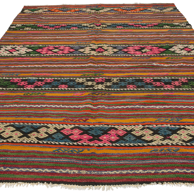 Vintage Balikesir Kilim Rug - 6' 3" x 9' 8" (75" x 116") - K0085819
