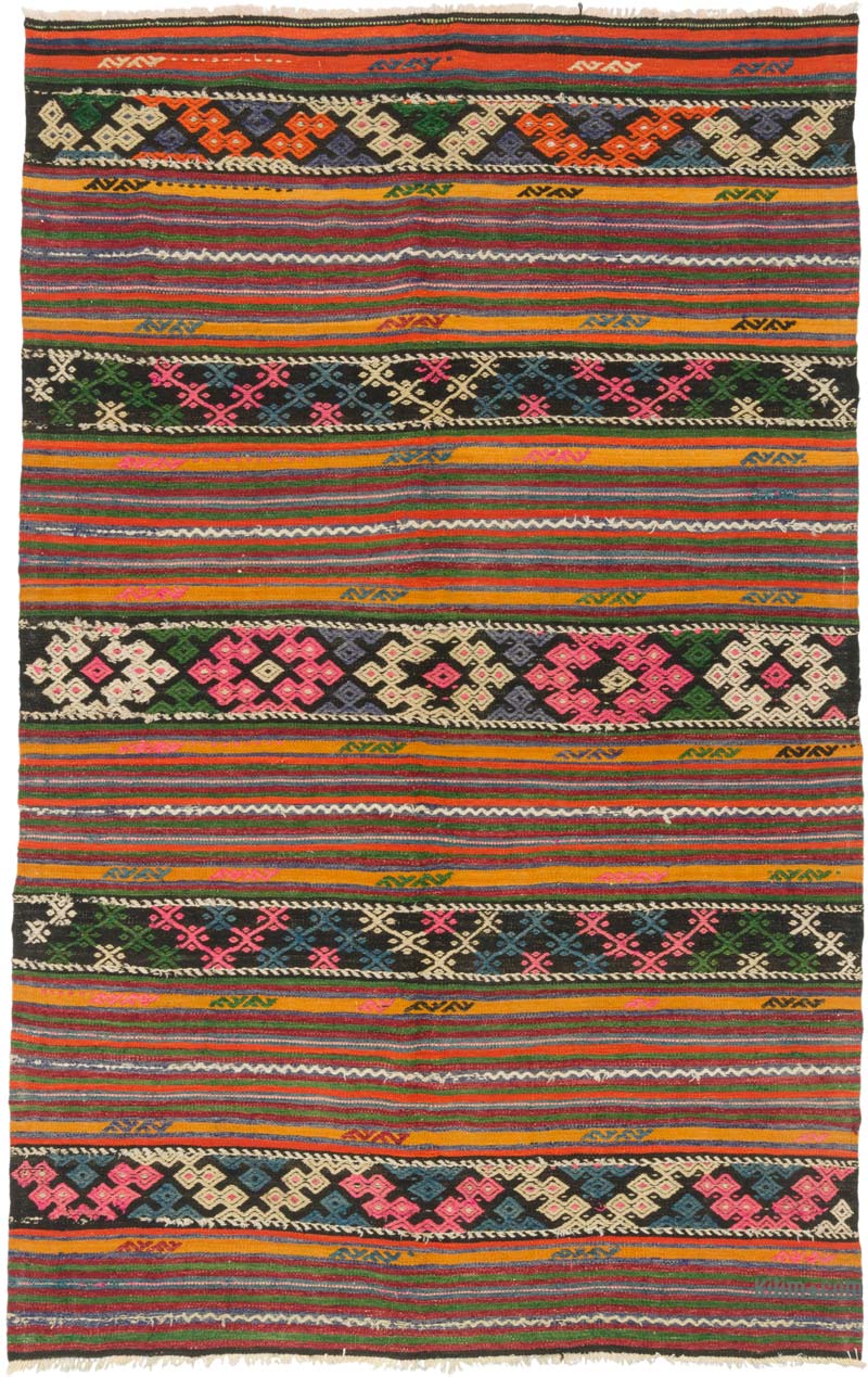 Vintage Balikesir Kilim Rug - 6' 3" x 9' 8" (75" x 116") - K0085819
