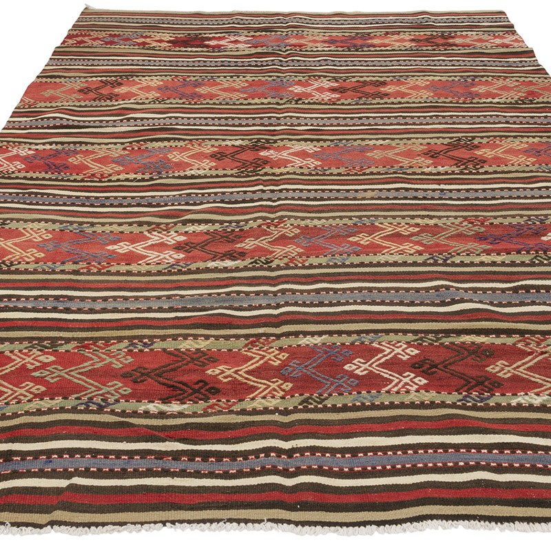 Vintage Balikesir Kilim Rug - 5' 2" x 8' 4" (62" x 100") - K0085821