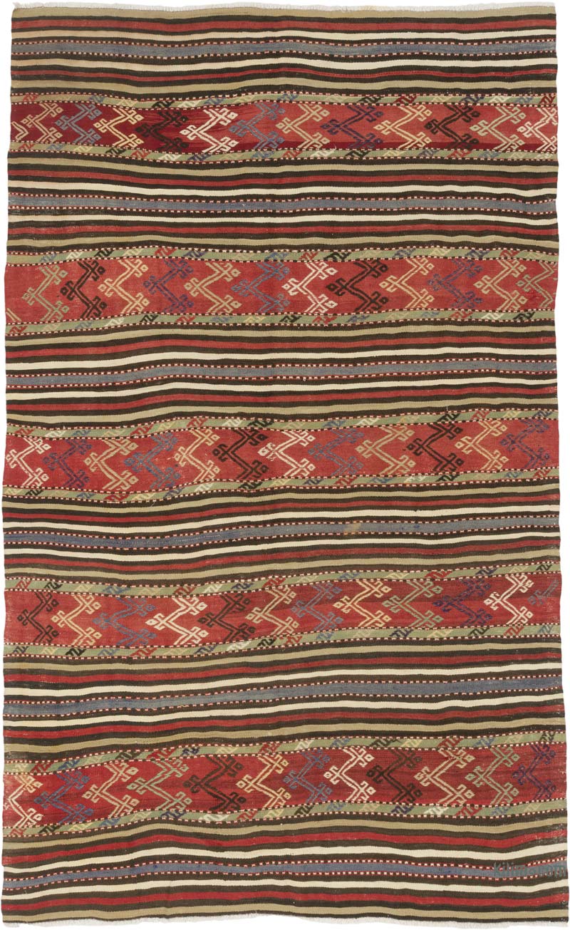 Vintage Balikesir Kilim Rug - 5' 2" x 8' 4" (62" x 100") - K0085821