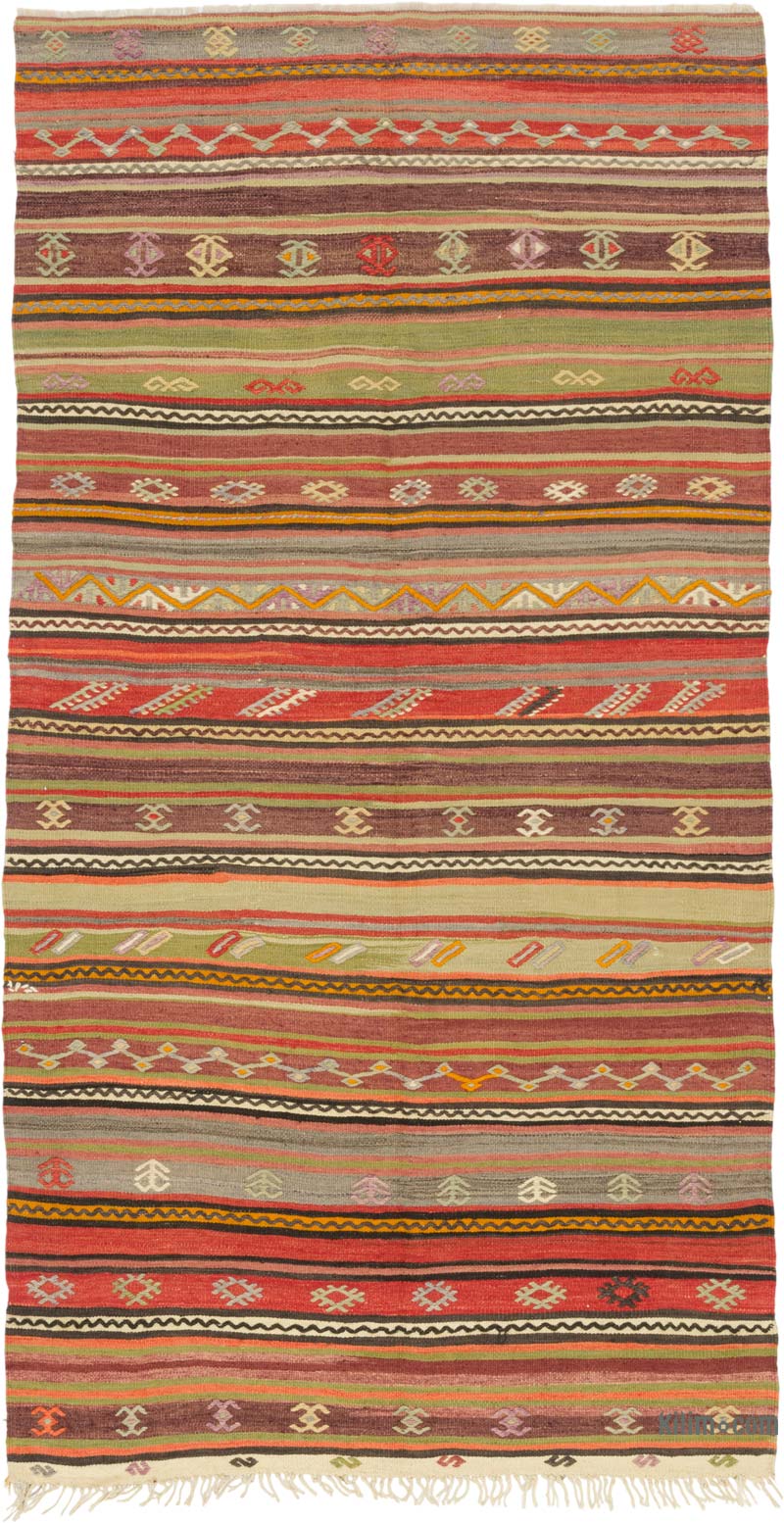 Vintage Turkish Kilim Rug - 3' 11" x 7' 4" (47" x 88") - K0085927