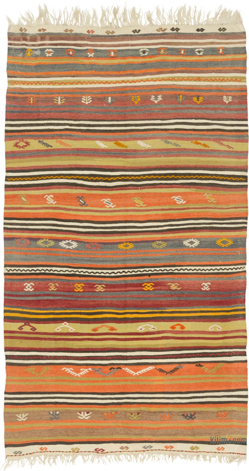 Alfombra Vintage Kilim Turca - 113 cm x 200 cm - K0085931