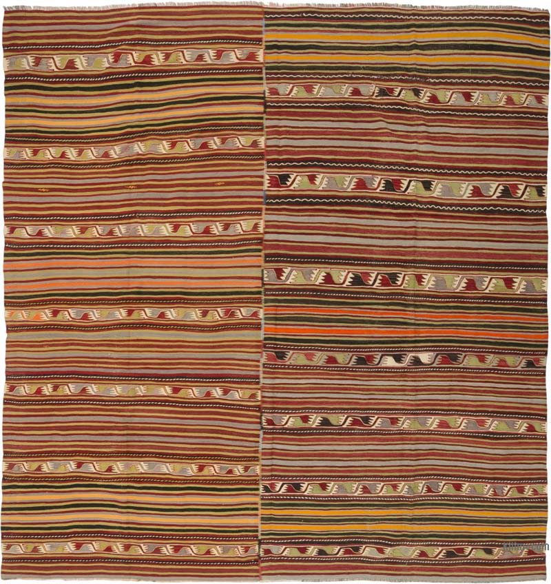 Vintage Turkish Kilim Rug - 9' 7" x 10'  (115" x 120") - K0085945