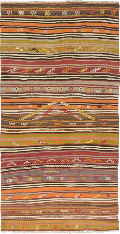 Vintage Turkish Kilim Rug - 3' 10" x 7' 2" (46" x 86")