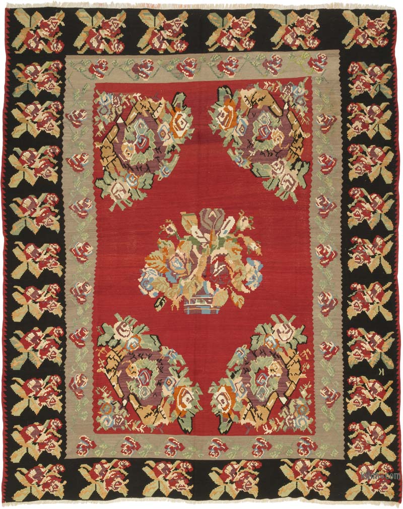 Vintage Handwoven Moldovan Kilim Rug - K0085971