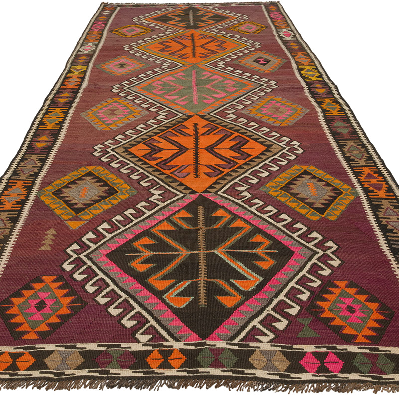Vintage Kars Kilim Runner - 4' 9" x 13'  (57" x 156") - K0085987