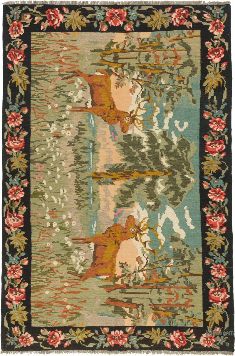 Vintage Handwoven Moldovan Kilim Rug - K0085997