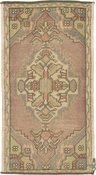 El Dokuma Vintage Halı - 56 cm x 107 cm