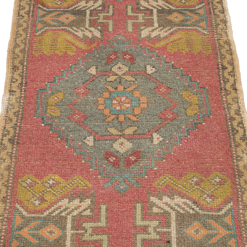Alfombra Vintage Turca Anudada a Mano - 52 cm x 100 cm - K0086033