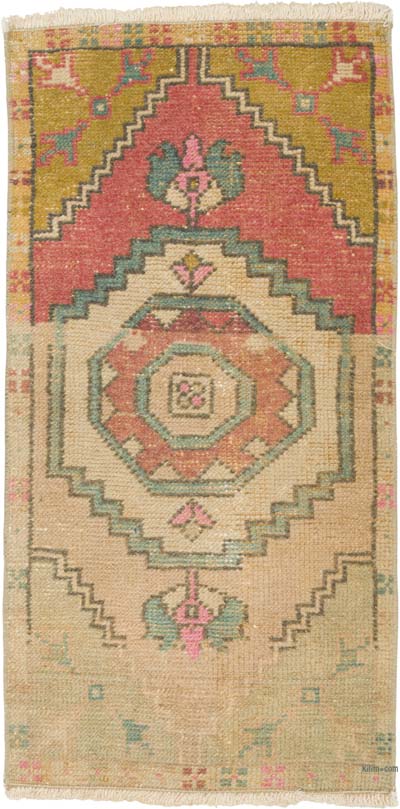 Alfombra Vintage Turca Anudada a Mano - 44 cm x 87 cm