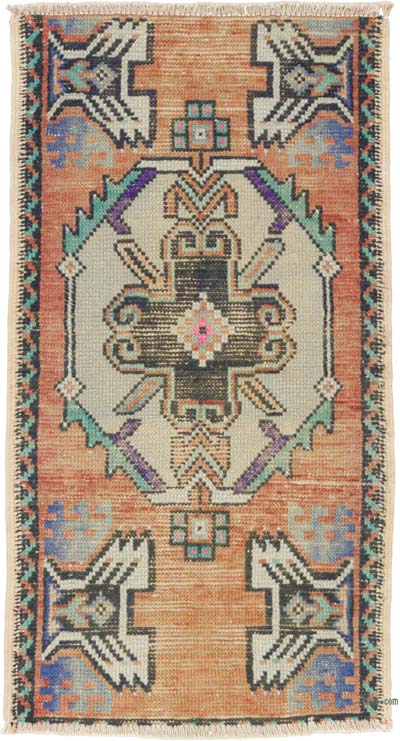 Alfombra Vintage Turca Anudada a Mano - 47 cm x 86 cm
