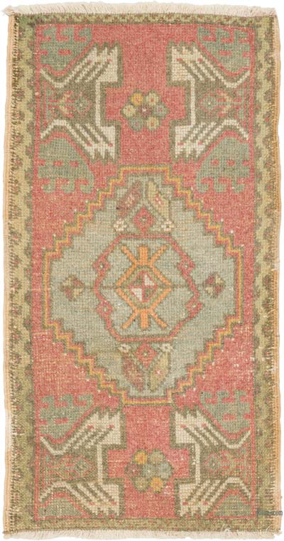 El Dokuma Vintage Halı - 48 cm x 90 cm