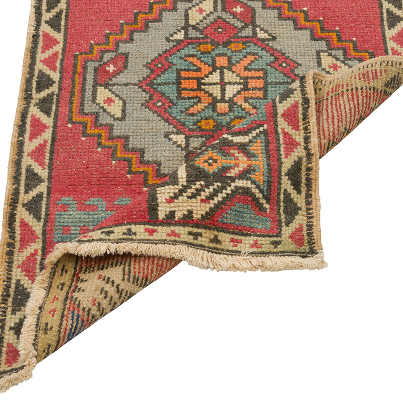 El Dokuma Vintage Halı - 52 cm x 89 cm - K0086084
