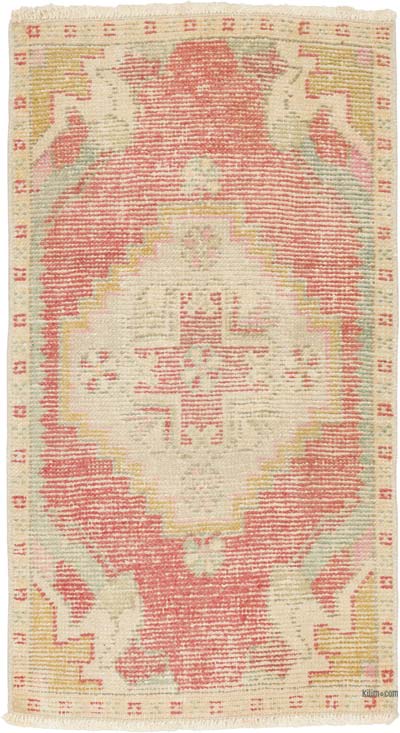 Alfombra Vintage Turca Anudada a Mano - 49 cm x 88 cm
