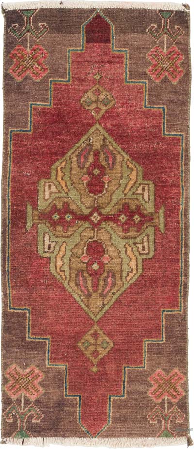 Alfombra Vintage Turca Anudada a Mano - 38 cm x 87 cm