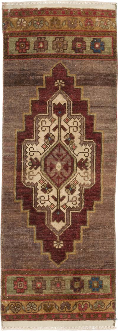 Alfombra Vintage Turca Anudada a Mano - 39 cm x 108 cm