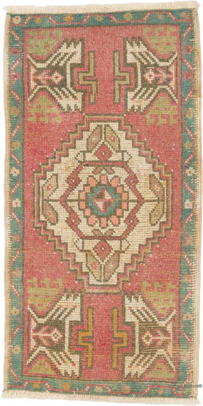 Alfombra Vintage Turca Anudada a Mano - 49 cm x 99 cm