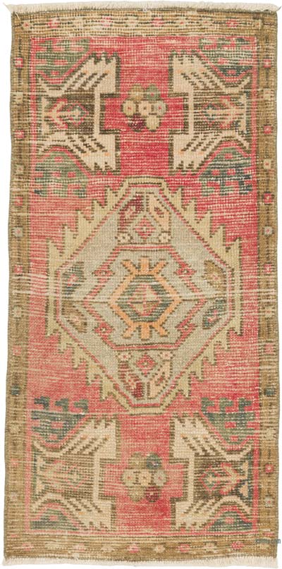 Alfombra Vintage Turca Anudada a Mano - 48 cm x 97 cm