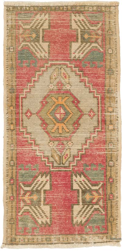 Alfombra Vintage Turca Anudada a Mano - 46 cm x 93 cm