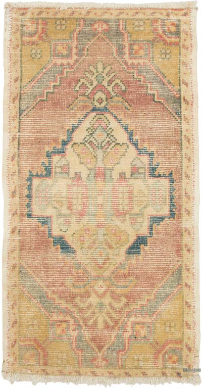 Alfombra Vintage Turca Anudada a Mano - 55 cm x 103 cm