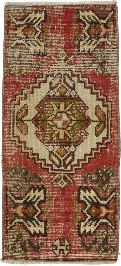 Alfombra Vintage Turca Anudada a Mano - 39 cm x 86 cm